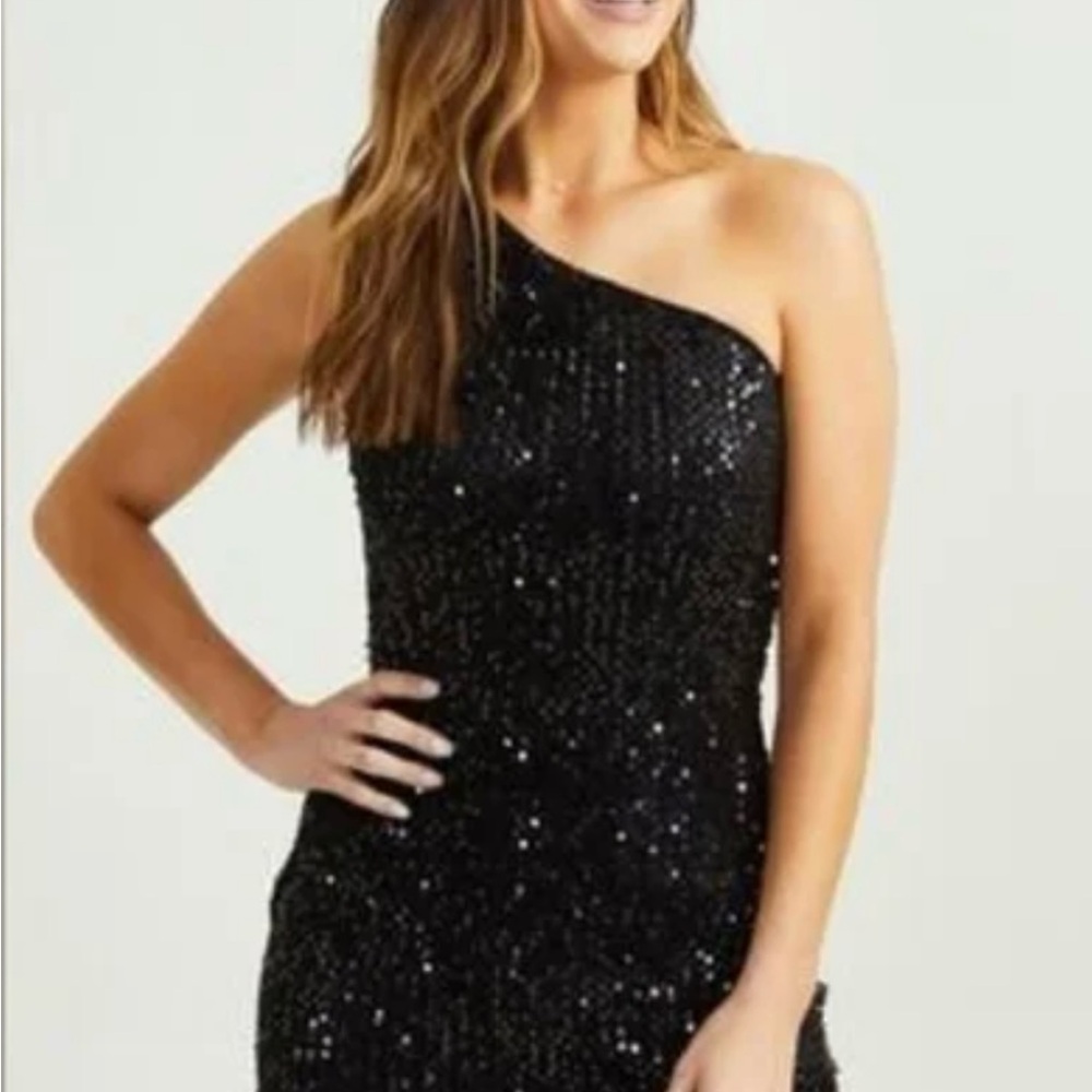 Altar'd State Black One Shoulder Dress